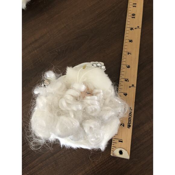 Vintage 2 Santa Face Head Hanging Ornaments Plastic Face Yarn Beard Christmas - Picture 4 of 5